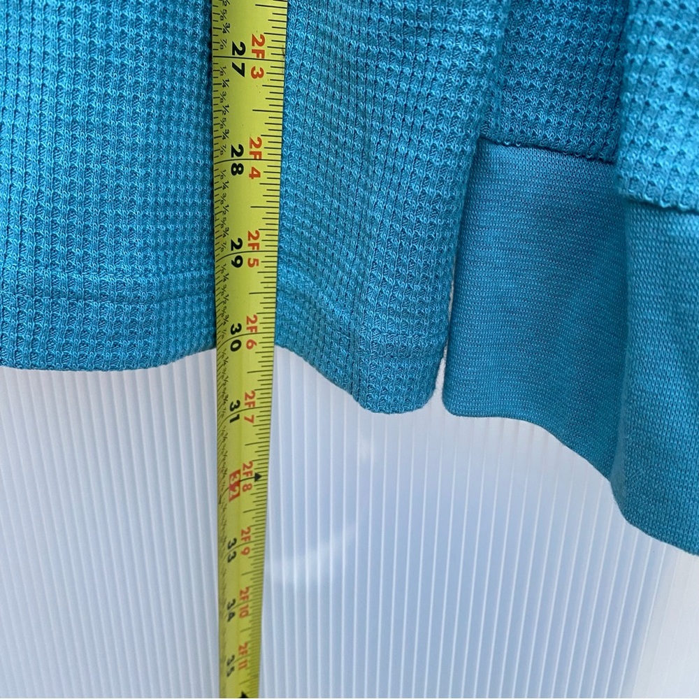 Maui and Sons Aqua Waffle Knit Long sleeve Hoodie NWT Large Fall Winter Staple - Picture 6 of 7